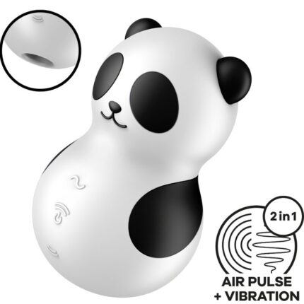 SATISFYER - POCKET PANDA ESTIMULADOR & VIBRADOR BLANCO Y NEGRO - sexbliss - Foto 1