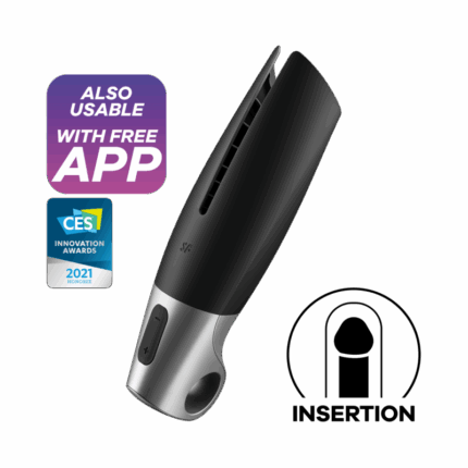 SATISFYER - POWER MASTURBATOR NEGRO Y PLATA - sexbliss - Foto 1