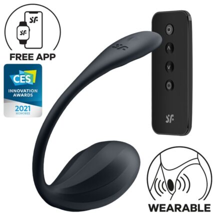 SATISFYER - RIBBED PETAL ESTIMULADOR PUNTO G CONTROL REMOTO NEGRO APP GRATUITA - sexbliss - Foto 1