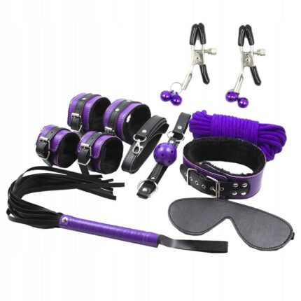 SECRETPLAY - BDSM SET 8PCS LILA / NEGRO - sexbliss - Foto 1