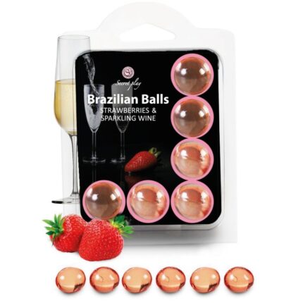 SECRETPLAY - SET 6 BRAZILIANS BALLS FRESAS CON CAVA - sexbliss - Foto 1