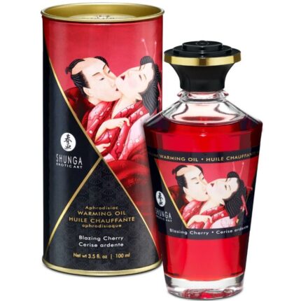 SHUNGA - ACEITE MASAJE EFECTO CALOR SABOR INTENSO CEREZA 100 ML - sexbliss - Foto 1