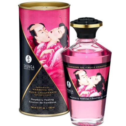 SHUNGA - ACEITE MASAJE EFECTO CALOR SABOR INTENSO FRAMBUESA 100 ML - sexbliss - Foto 1