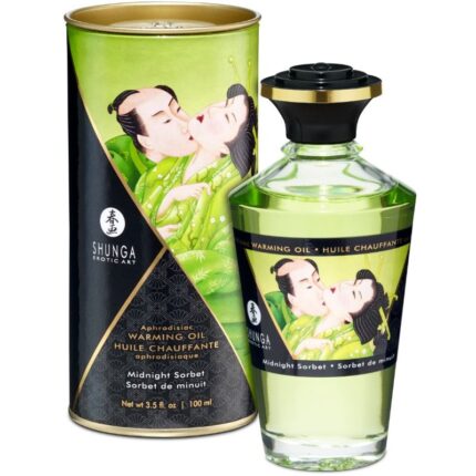 SHUNGA - ACEITE MASAJE EFECTO CALOR SABOR SORBETE DE MEDIANOCHE 100 ML - sexbliss - Foto 1
