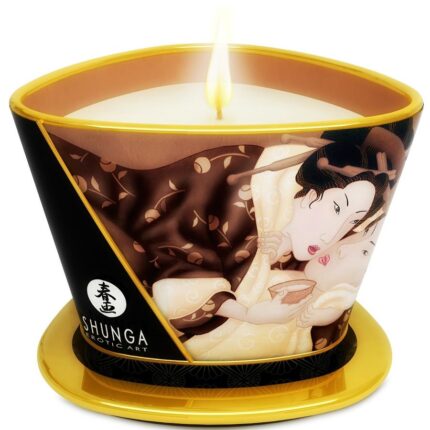SHUNGA - MINI CARESS BY CANDELIGHT VELA MASAJE CHOCOLATE 170 ML - sexbliss - Foto 1