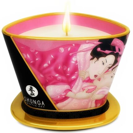 SHUNGA - MINI CARESS BY CANDELIGHT VELA MASAJE ROSAS AFRODISÍACAS 170 ML - sexbliss - Foto 1