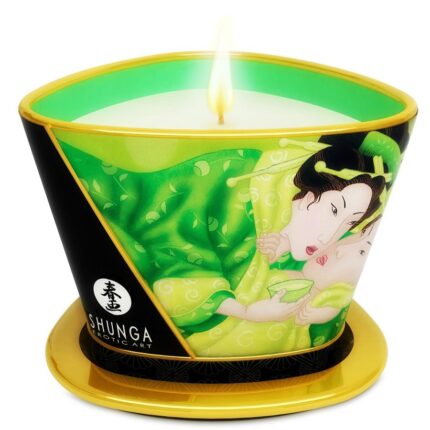 SHUNGA - MINI CARESS BY CANDELIGHT VELA MASAJE TÉ VERDE 170 ML - sexbliss - Foto 1