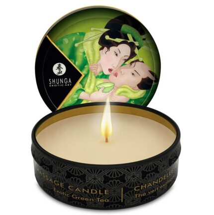 SHUNGA - MINI CARESS BY CANDELIGHT VELA MASAJE TÉ VERDE 30 ML - sexbliss - Foto 1