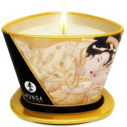 SHUNGA - MINI CARESS BY CANDELIGHT VELA MASAJE VAINILLA 170 ML - sexbliss - Foto 1