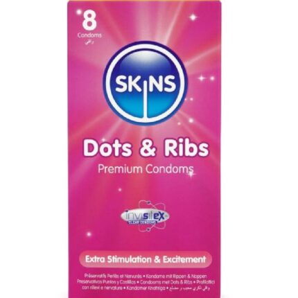 SKINS - DOTS & RIBS PRESERVATIVOS PREMIUM PACK 8 - sexbliss - Foto 1