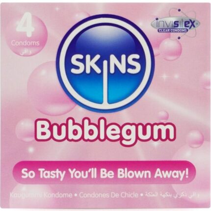 SKINS - PRESERVATIVOS PREMIUM SABOR CHICLE PACK 4 - sexbliss - Foto 1
