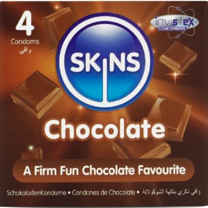 SKINS - PRESERVATIVOS PREMIUM SABOR CHOCOLATE PACK 4 - sexbliss - Foto 1