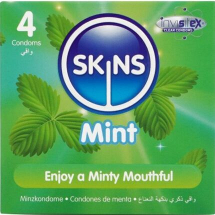 SKINS - PRESERVATIVOS PREMIUM SABOR MENTA PACK 4 - sexbliss - Foto 1