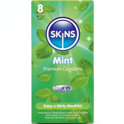 SKINS - PRESERVATIVOS PREMIUM SABOR MENTA PACK 8 - sexbliss - Foto 1