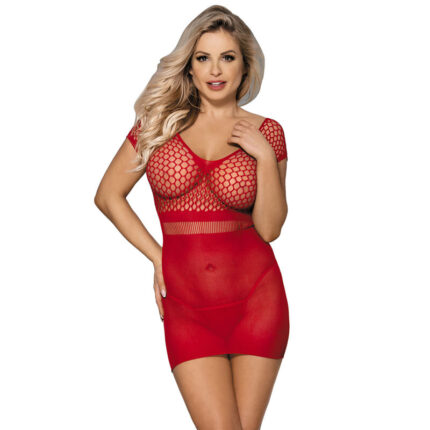 SUBBLIME - 951924 VESTIDO DE REJILLA CROCHÉ CORTO ROJO TALLA ÚNICA - sexbliss - Foto 1