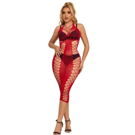 SUBBLIME - 952327 VESTIDO DE REJILLA LARGO ROJO TALLA ÚNICA - sexbliss - Foto 1