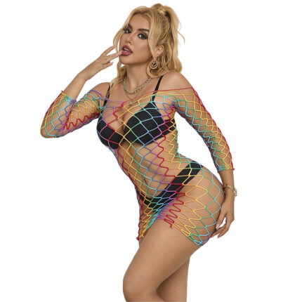 SUBBLIME - 952426 VESTIDO DE REJILLA MANGA LARGA ARCOIRIS TALLA ÚNICA - sexbliss - Foto 1