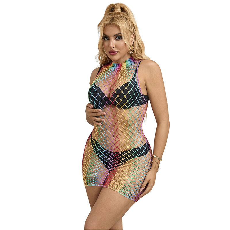 SUBBLIME - 952433 VESTIDO DE REJILLA SIN MANGAS CON CUELLO ALTO ARCOIRIS TALLA ÚNICA - Foto 1 SUBBLIME - 952433 VESTIDO DE REJILLA SIN MANGAS CON CUELLO ALTO ARCOIRIS TALLA ÚNICA - sexbliss - Foto 1