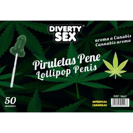 DIABLO GOLOSO - 50 PIRULETAS PENE AROMA CANNABIS - sexbliss - Foto 1