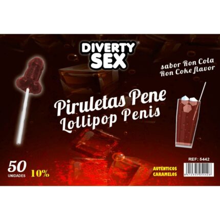 DIABLO GOLOSO - 50 PIRULETAS PENE RON COLA 10% ALCOHOL - sexbliss - Foto 1