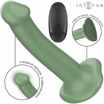 INTENSE - BECCA VIBRADOR CON VENTOSA 10 VIBRACIONES VERDE CONTROL REMOTO - sexbliss - Foto 1