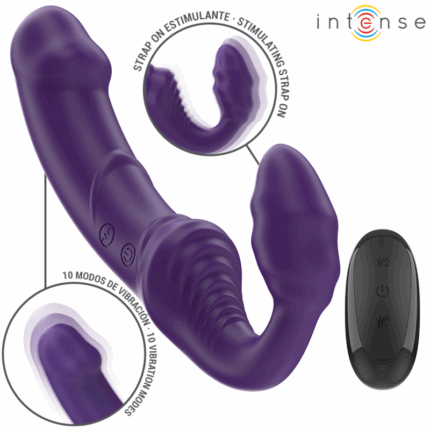 INTENSE - JILL VIBRADOR DOBLE 20 CM VIOLETA CONTROL REMOTO - sexbliss - Foto 1