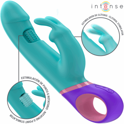 INTENSE - MÓNICA VIBRADOR RABBIT CON ESTIMULADOR ROTATORIO DEL PUNTO G AZUL - sexbliss - Foto 1