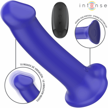 INTENSE - VICTORIA VIBRADOR CON VENTOSA 10 VIBRACIONES AZUL OSCURO CONTROL REMOTO - sexbliss - Foto 1