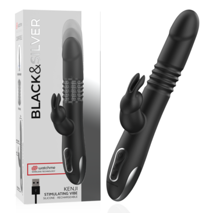 BLACK&SILVER - KENJI VIBRADOR RABBIT UP & DOWN COMPATIBLE CON WATCHME - sexbliss - Foto 1