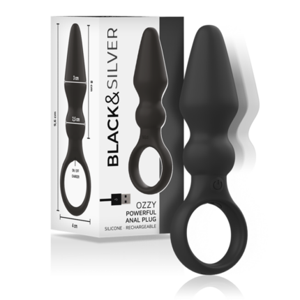 BLACK&SILVER - OZZY POTENTE VIBRADOR PLUG ANAL SILICONA - sexbliss - Foto 1