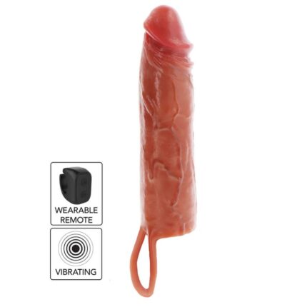 GET REAL - FUNDA HYDRATED SKIN DE SILICONA CON VIBRACIÓN PARA PENE CARAMELO 20 CM - sexbliss - Foto 1