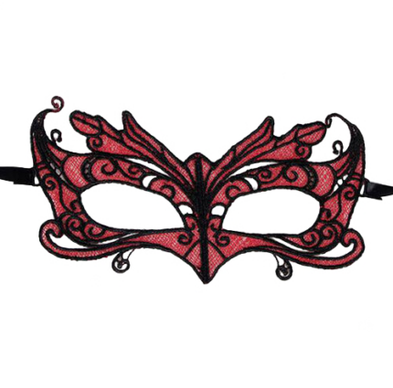 QUEEN LINGERIE - ANTIFAZ DE ENCAJE DETALLES ROJO - sexbliss - Foto 1