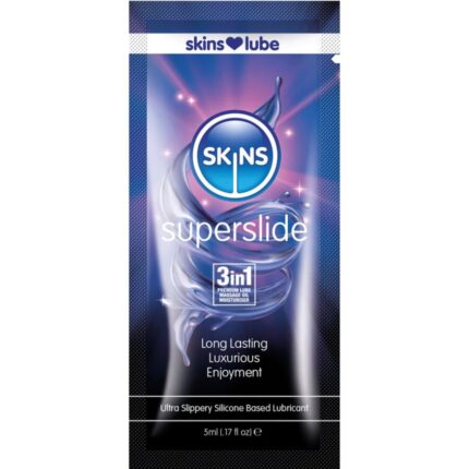 SKINS - SUPERSLIDE LUBRICANTE BASE DE SILICONA MONODOSIS 5 ML - sexbliss - Foto 1