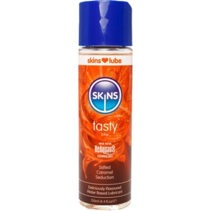 SKINS - TASTY LUBRICANTE BASE DE AGUA CARAMELO SALADO 130 ML - sexbliss - Foto 1