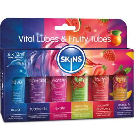 SKINS - VITAL & FRUITY LUBES KIT LUBRICANTES 6 x 12 ML - sexbliss - Foto 1