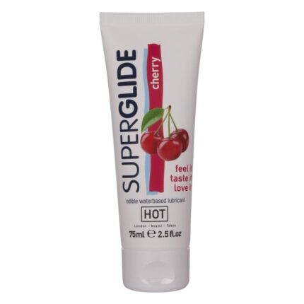 HOT - SUPERGLIDE LUBRICANTE COMESTIBLE BASE AGUA CEREZA 75 ML - sexbliss - Foto 1