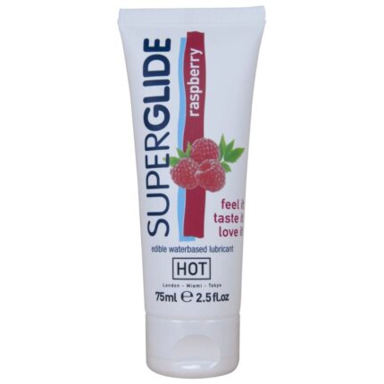 HOT - SUPERGLIDE LUBRICANTE COMESTIBLE BASE AGUA FRAMBUESA 75 ML - sexbliss - Foto 1
