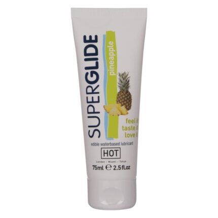 HOT - SUPERGLIDE LUBRICANTE COMESTIBLE BASE AGUA PIÑA 75 ML - sexbliss - Foto 1