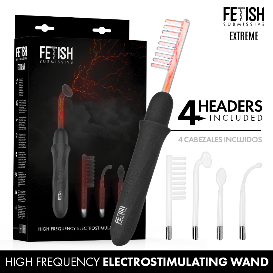 FETISH SUBMISSIVE - VIBRADOR WAND ELECTROESTIMULACIÓN ALTA FRECUENCIA - sexbliss - Foto 1