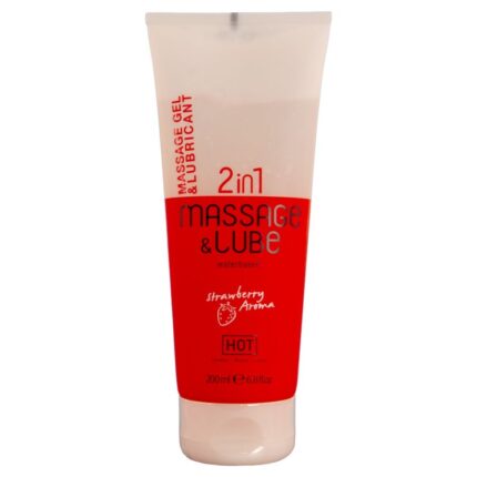 HOT - MASSAGE & GLIDE GEL 2 EN 1 FRESA 200 ML - sexbliss - Foto 1