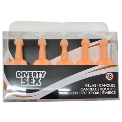 DIABLO PICANTE - BOX OF 5 FLESH PENIS-SHAPED CANDLES - sexbliss - Foto 1