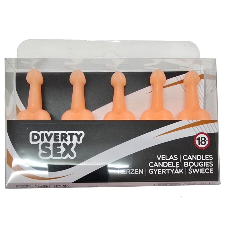 DIABLO PICANTE - BOX OF 5 FLESH PENIS-SHAPED CANDLES - Foto 1 DIABLO PICANTE - BOX OF 5 FLESH PENIS-SHAPED CANDLES - sexbliss - Foto 1