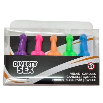 DIABLO PICANTE - BOX OF 5 PENIS-SHAPED CANDLES IN DIFFERENT COLORS - sexbliss - Foto 1