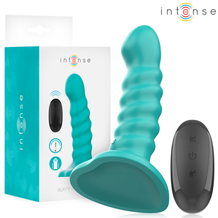 INTENSE - BUFFY VIBRATOR SIZE S SPIRAL DESIGN 10 VIBRATIONS BLUE REMOTE CONTROL - sexbliss - Foto 1