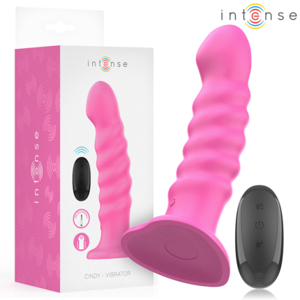 INTENSE - CINDY VIBRATOR SIZE L SPIRAL DESIGN 10 VIBRATIONS PINK REMOTE CONTROL - sexbliss - Foto 1