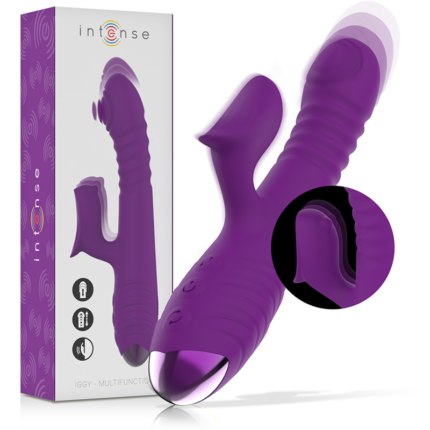 INTENSE - IGGY MULTIFUNCTION RECHARGEABLE VIBRATOR UP & DOWN WITH CLITORAL STIMULATOR PURPLE - sexbliss - Foto 1