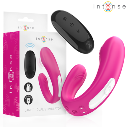 INTENSE - JANET DUAL U-SHAPED STIMULATOR AND VIBRATOR WITH REMOTE CONTROL PINK - sexbliss - Foto 1