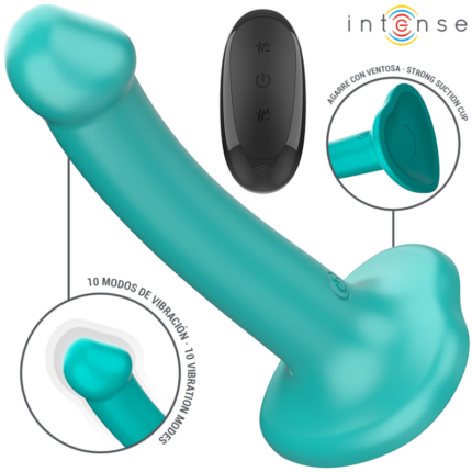 INTENSE - KATIE VIBRATOR WITH SUCTION CUP 10 VIBRATIONS BLUE REMOTE CONTROL - sexbliss - Foto 1