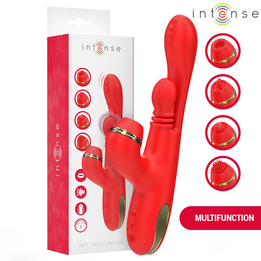 INTENSE - KATY MULTIFUNCTION CLITORIS STIMULATOR 4 INTERCHANGEABLE HEADS RED - Foto 1 INTENSE - KATY MULTIFUNCTION CLITORIS STIMULATOR 4 INTERCHANGEABLE HEADS RED - sexbliss - Foto 1
