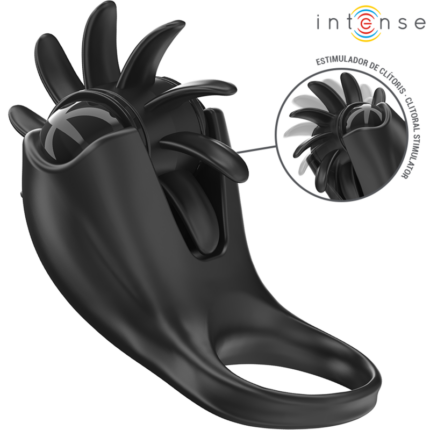 INTENSE - MABEL VIBRATING RING 10 VIBRATIONS WITH CLITORIS STIMULATOR BLACK - sexbliss - Foto 1